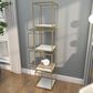Maple and Jade 4-Shelf Cube Storage Shelving Unit in Satin Gold and White Marble, , large