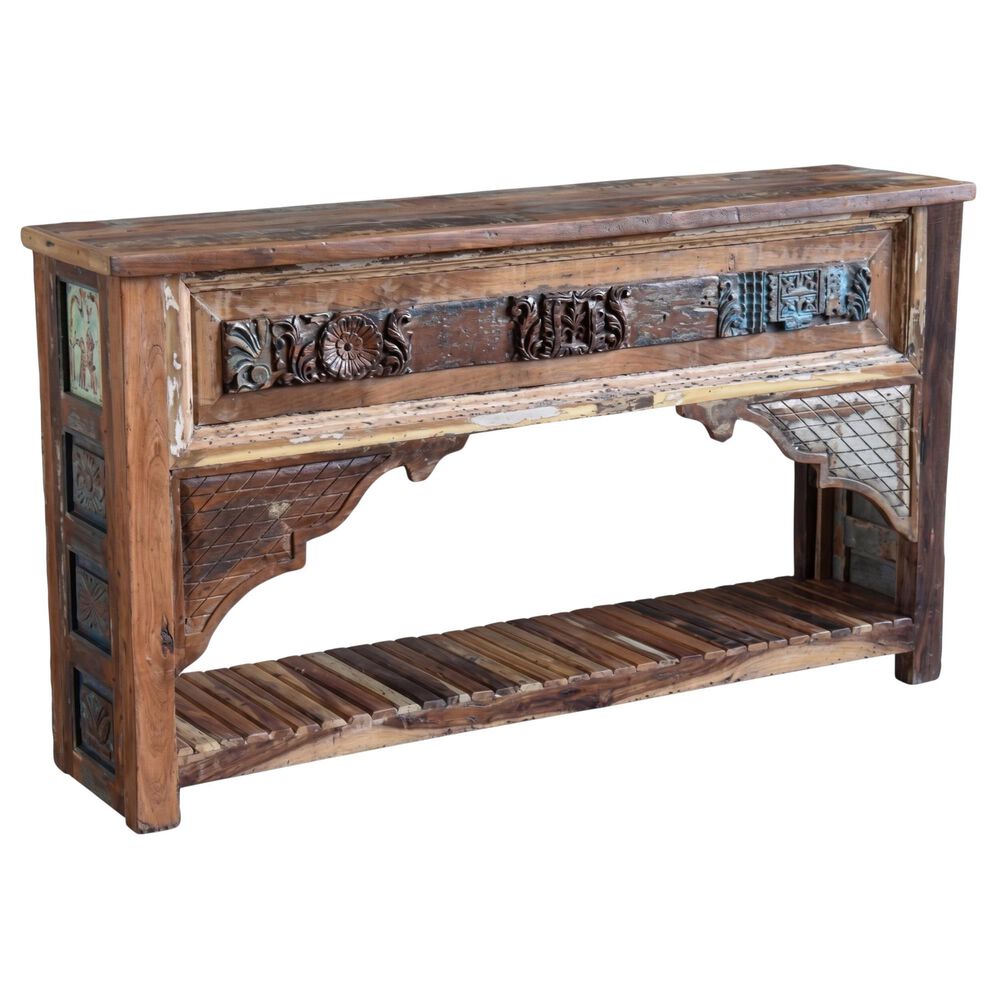 Jaipur Home One of a Kind Old World Architectural Console Table in Brown, , large