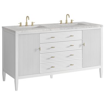James Martin Vanities Myrrin 60" Double Vanity in Bright White with 3 cm Eternal Jasmine Pearl Quartz Top, , large