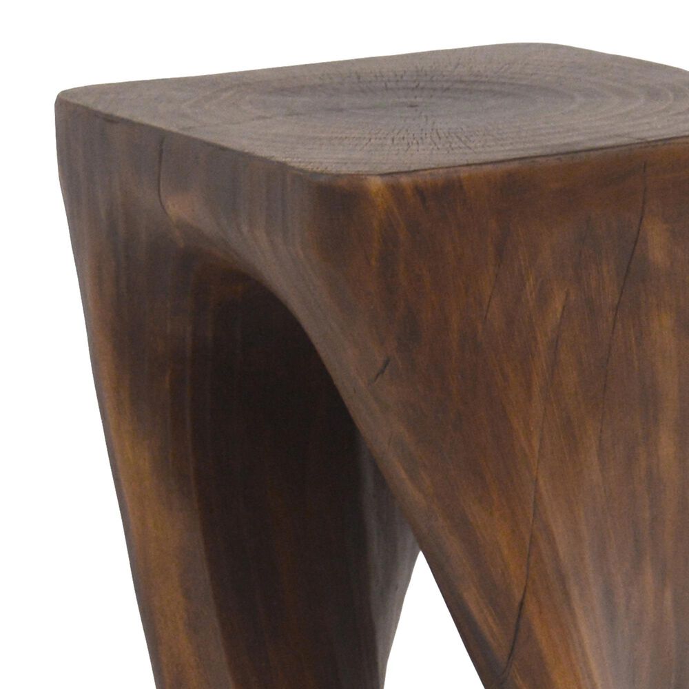 Hearth and Haven Outdoor End Table with Twist Design in Antique Brown, , large