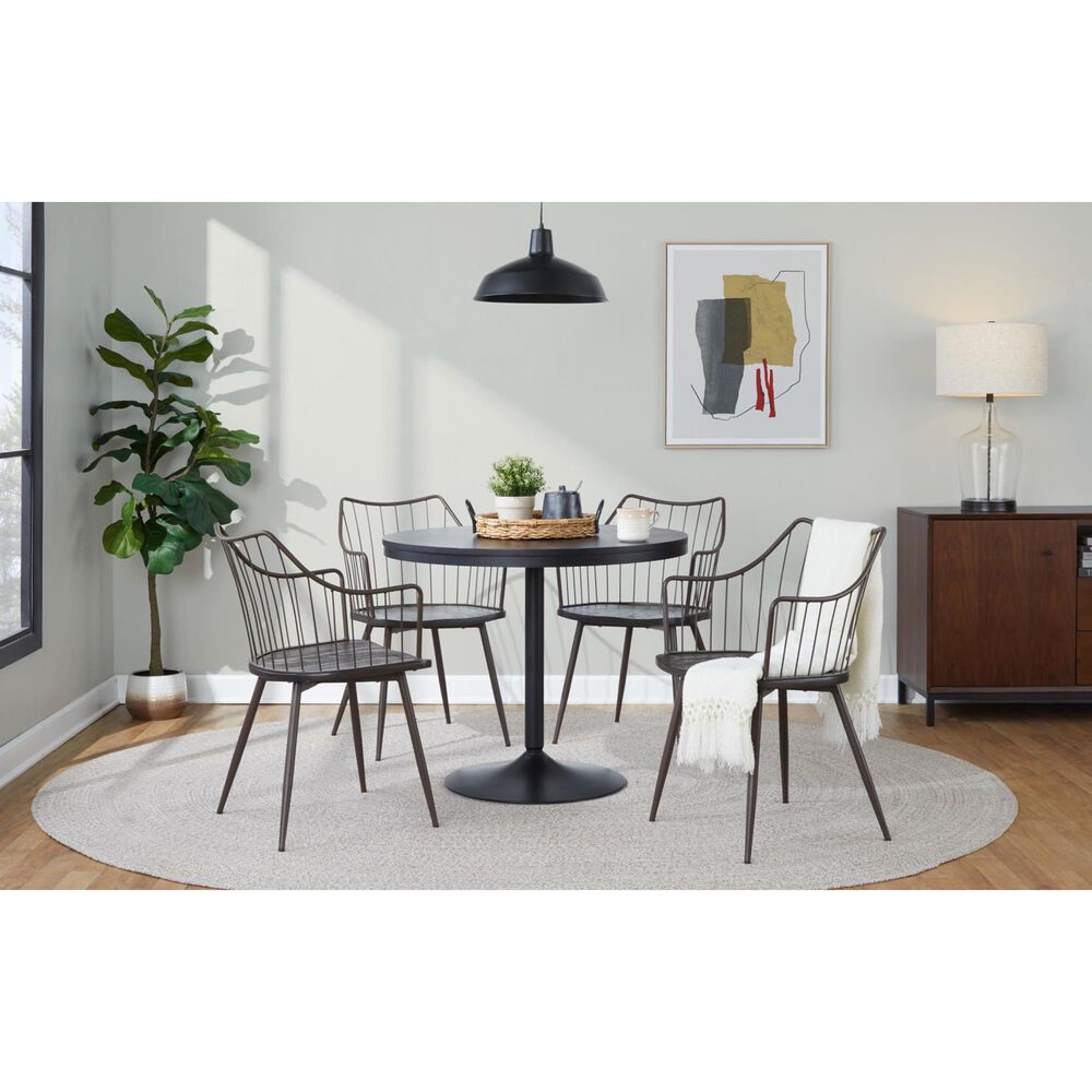 Lumisource Winston Arm Chair in Brown and Dark Walnut, , large