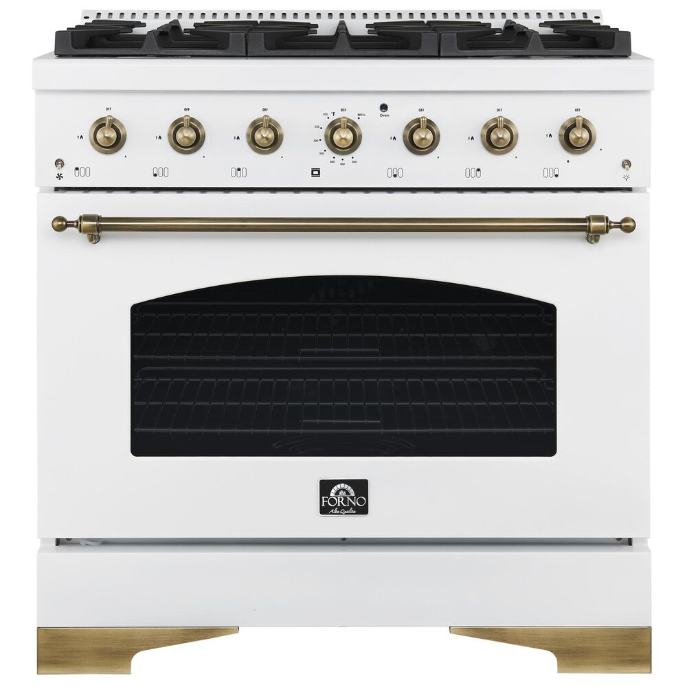 Forno Antico 36" Freestanding Dual Fuel Range in White, , large