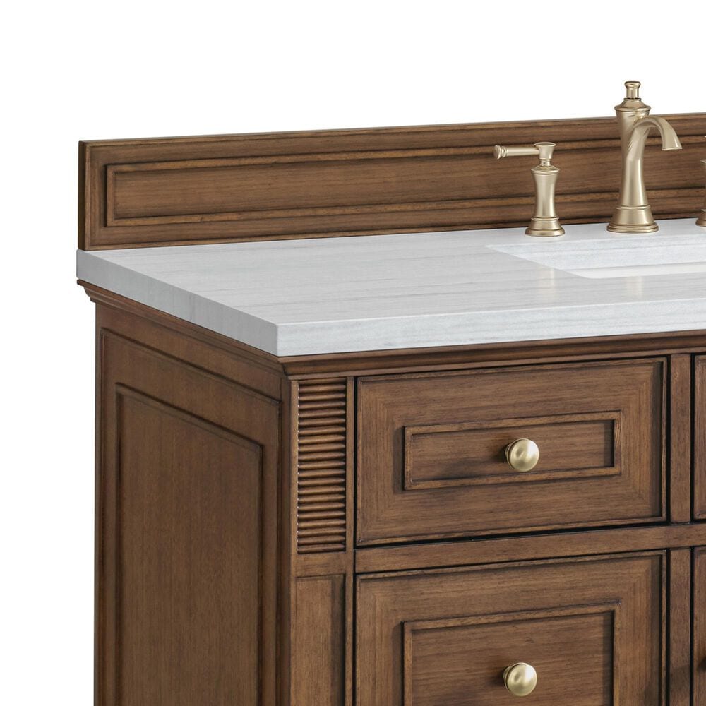 James Martin Vanities Lorelai 48&quot; Single Vanity in Mid-Century Walnut with 3 cm Arctic Fall Solid Surface Top, , large