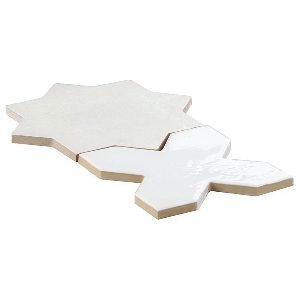 Soho Studio Malta White Star Matte and Cross Polished 6" x 6" Porcelain Tile Kit, , large