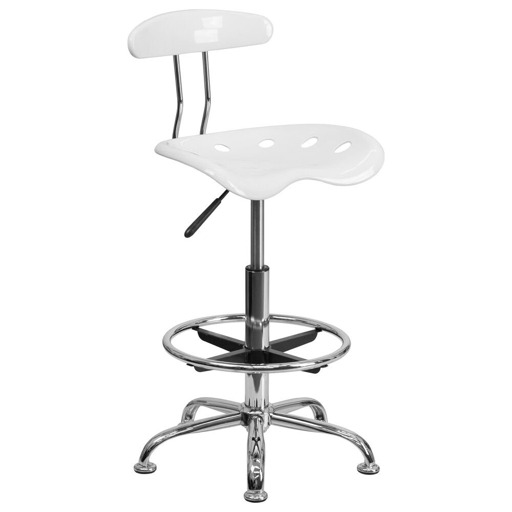 Flash Furniture Vibrant Drafting Stool in White, , large
