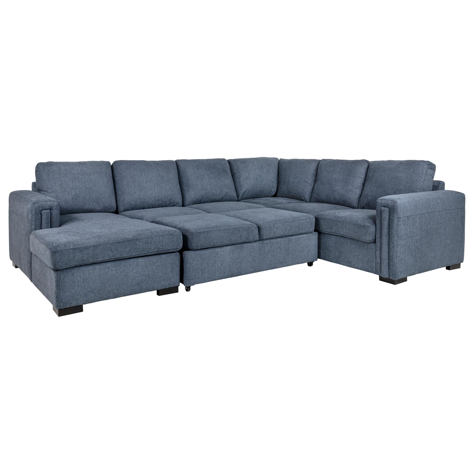37B Paisley 3 Piece Stationary Pull Out Sofa Sectional with