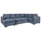 Tuscany Grove Paisley 3-Piece Stationary Pull Out Sofa Sectional with Storage Chaise in Impact Denim, , large