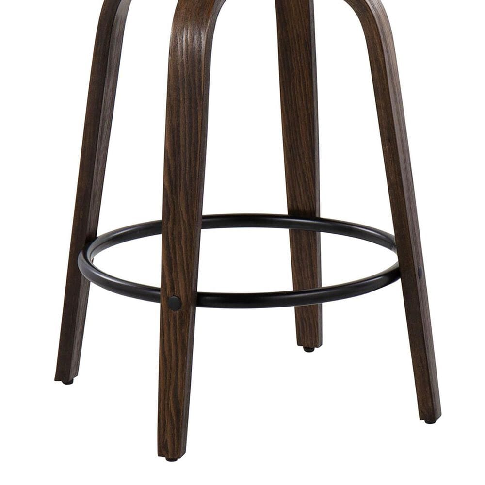 LumiSource Fabrico 26" Swivel Fixed-Height Counter Stool with Charcoal Fabric Upholstery in Black and Glazed Walnut (Set of 2), , large