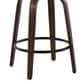 LumiSource Fabrico 26" Swivel Fixed-Height Counter Stool with Charcoal Fabric Upholstery in Black and Glazed Walnut (Set of 2), , large