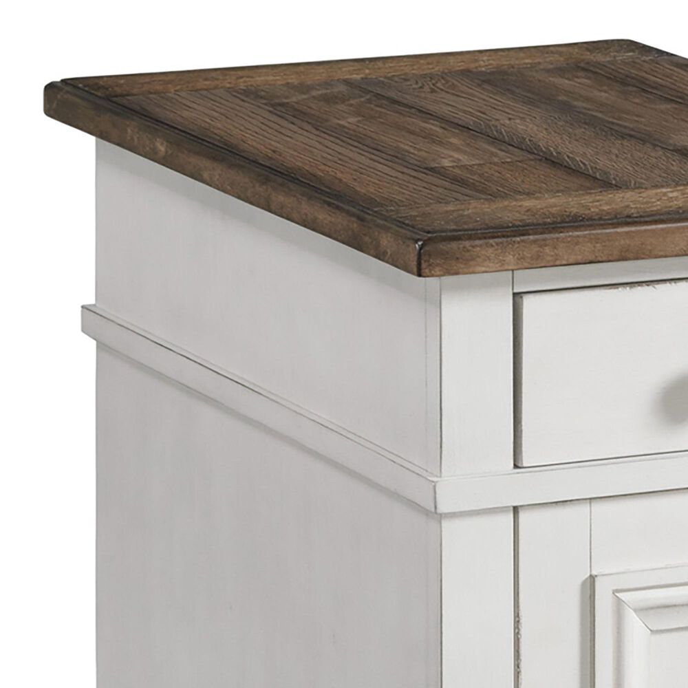 Hawthorne Furniture Drake Chairside Table in Rustic White and French Oak, , large