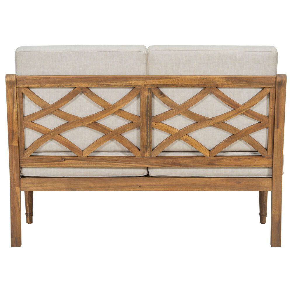 Hearth and Haven Outdoor Loveseat with Cushions and Natural Frame in Beige, , large