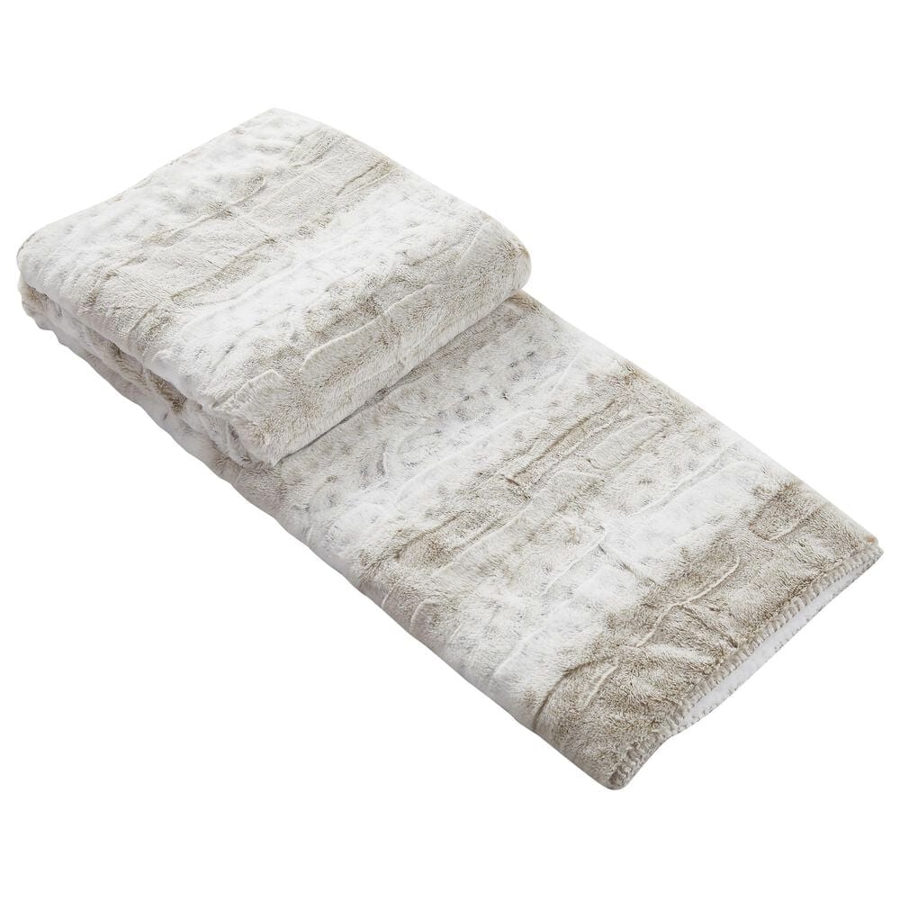 Duke Imports Leopard Stripe Plush Throw in Ivory and Cream, , large