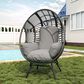 Hearth and Haven Outdoor Egg Chair with Black Frame in Gray, , large