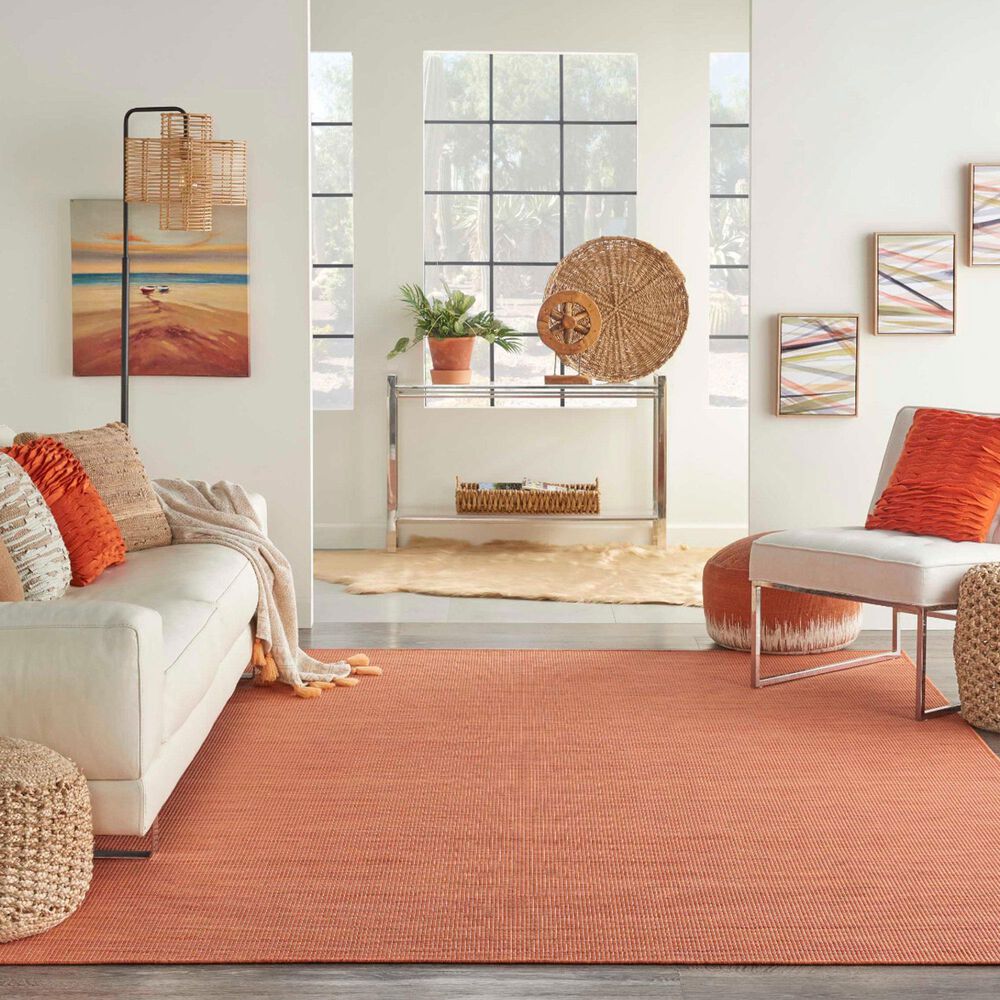 Nourison Positano 10&#39; x 14&#39; Terracotta Indoor/Outdoor Area Rug, , large