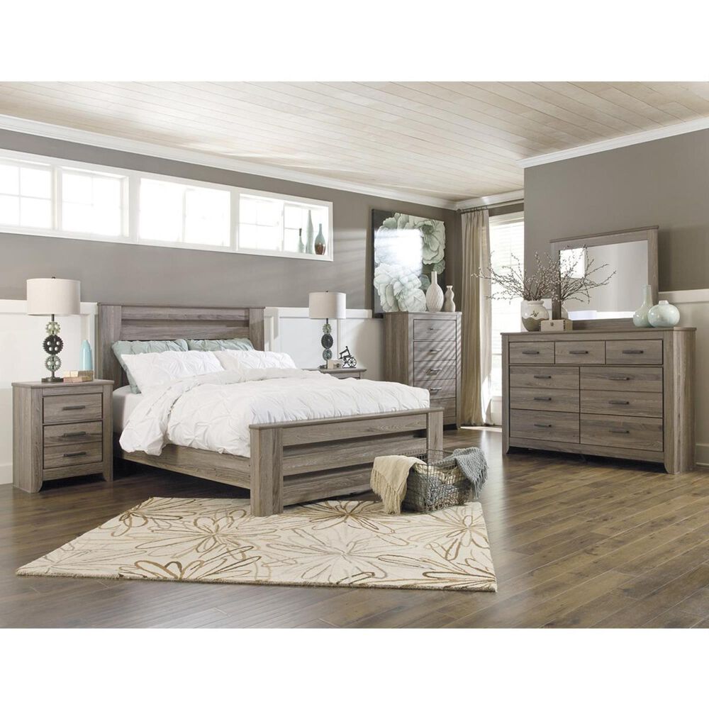 Ashley Zelen 5 Piece Queen Bedroom Set in Warm Gray, , large