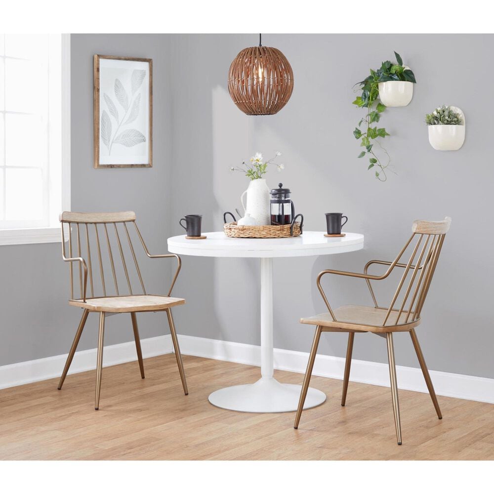 LumiSource Preston Farmhouse Accent/dining Chair in Antique Copper and Whitewashed Wood by LumiSource - Set of 2, , large