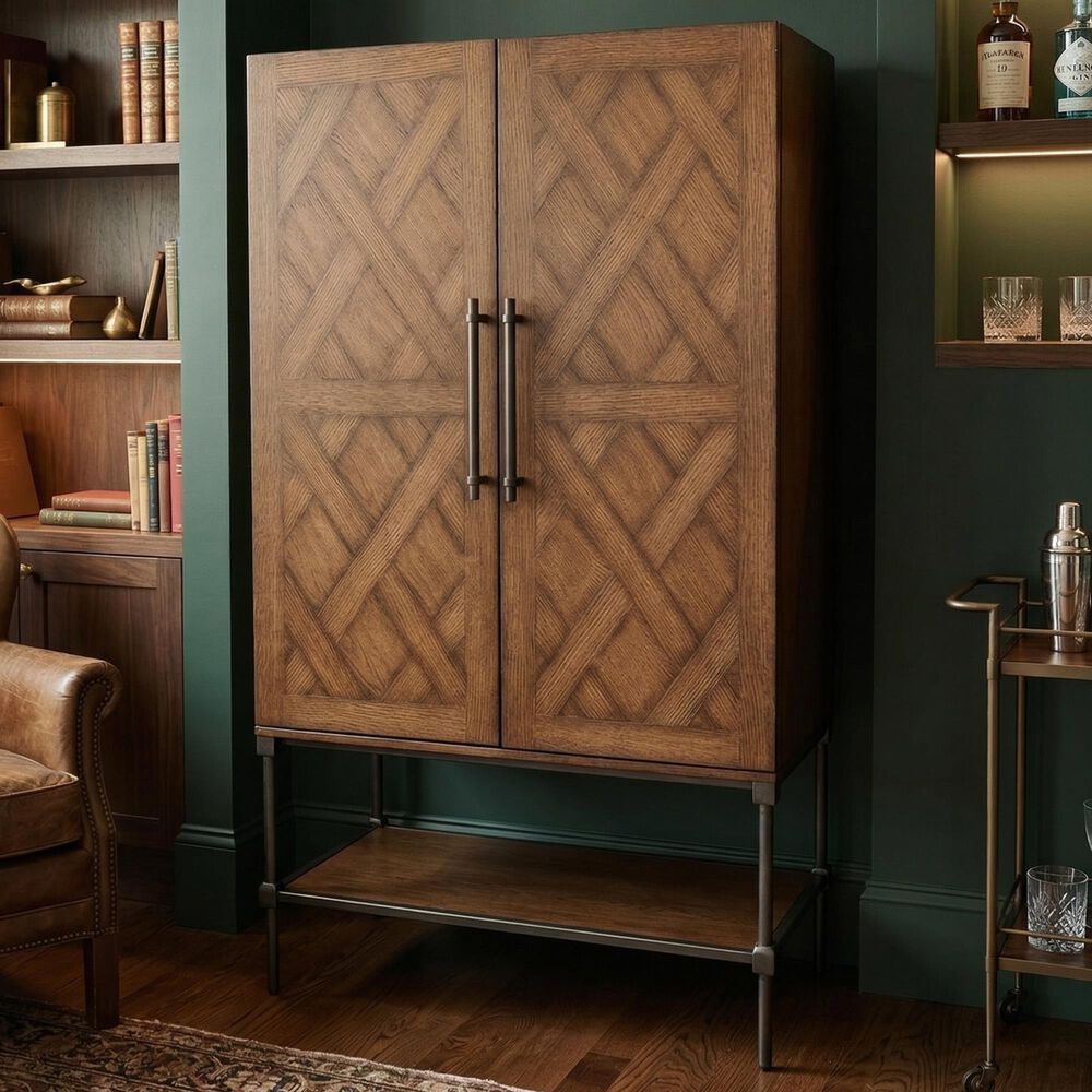 Wycliff Bay Wynne Lattice Bar Cabinet in Spice, , large