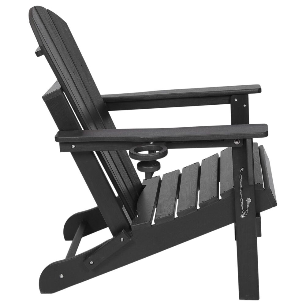 Hearth and Haven 34" Outdoor Folding Adirondack Chair with Cup Holder in Black, , large