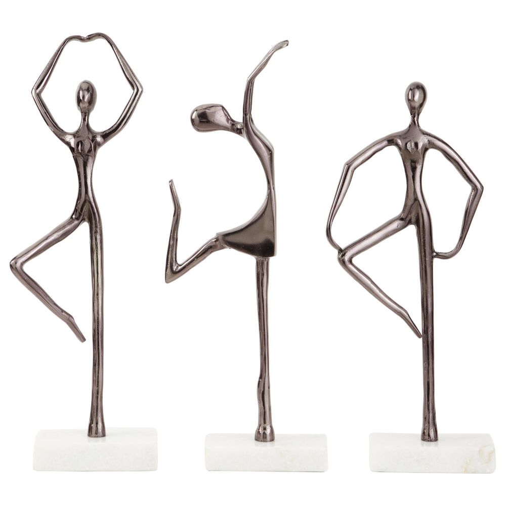 Maple and Jade 17" Dancer Sculpture in Dark Gray and White (Set of 3), , large