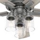 Hunter Hartland 52" Clear Seeded Ceiling Fan with LED Lights in Matte Silver, , large