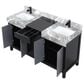 Lexora Home Zilara 60" Double Bathroom Vanity in Black and Grey with 11 cm Castle Grey Marble Top and Rectangular Sinks, , large
