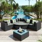 HOMLUX 7-piece Outdoor Conversation Set with Black Wicker in Gray, , large