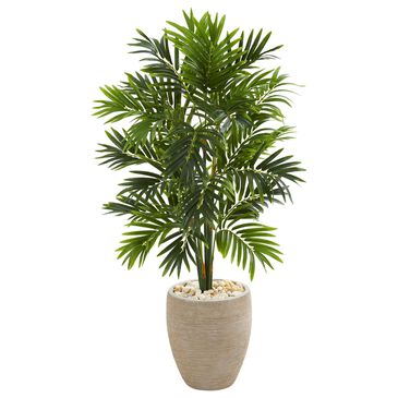 Nearly Natural Inc 4" Areca Palm Tree with Sand Planter in Green, , large