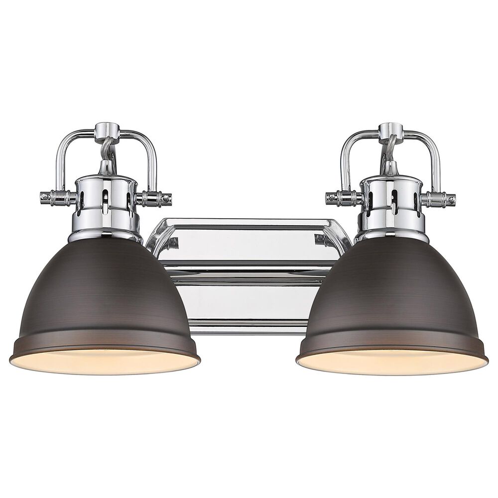 Golden Lighting Duncan 2-Light Bath Vanity in Chrome and Rusted Bronze, , large