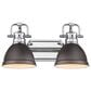 Golden Lighting Duncan 2-Light Bath Vanity in Chrome and Rusted Bronze, , large