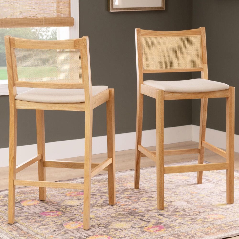 Linon Home Decor Bauer Barstool in Natural (Set of 2), , large