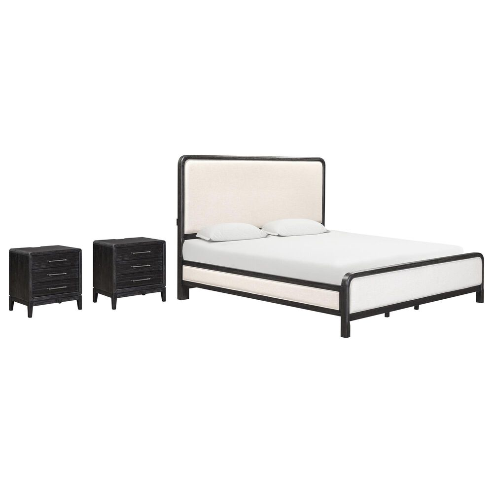 Riva Ridge Ambrose California King Panel Bed with Two Nightstands in Obsidian Mist, , large