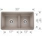 Blanco Precis Reversible 1-3/4 Double Bowl Kitchen Sink with Low Divide in Truffle, , large