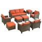 HOMLUX 9-Piece Outdoor Wicker Conversation Set in Orange Red, , large