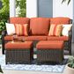 HOMLUX 3-Piece 72" Patio Sofa and Ottoman Set with Brown Wicker in Orange, , large