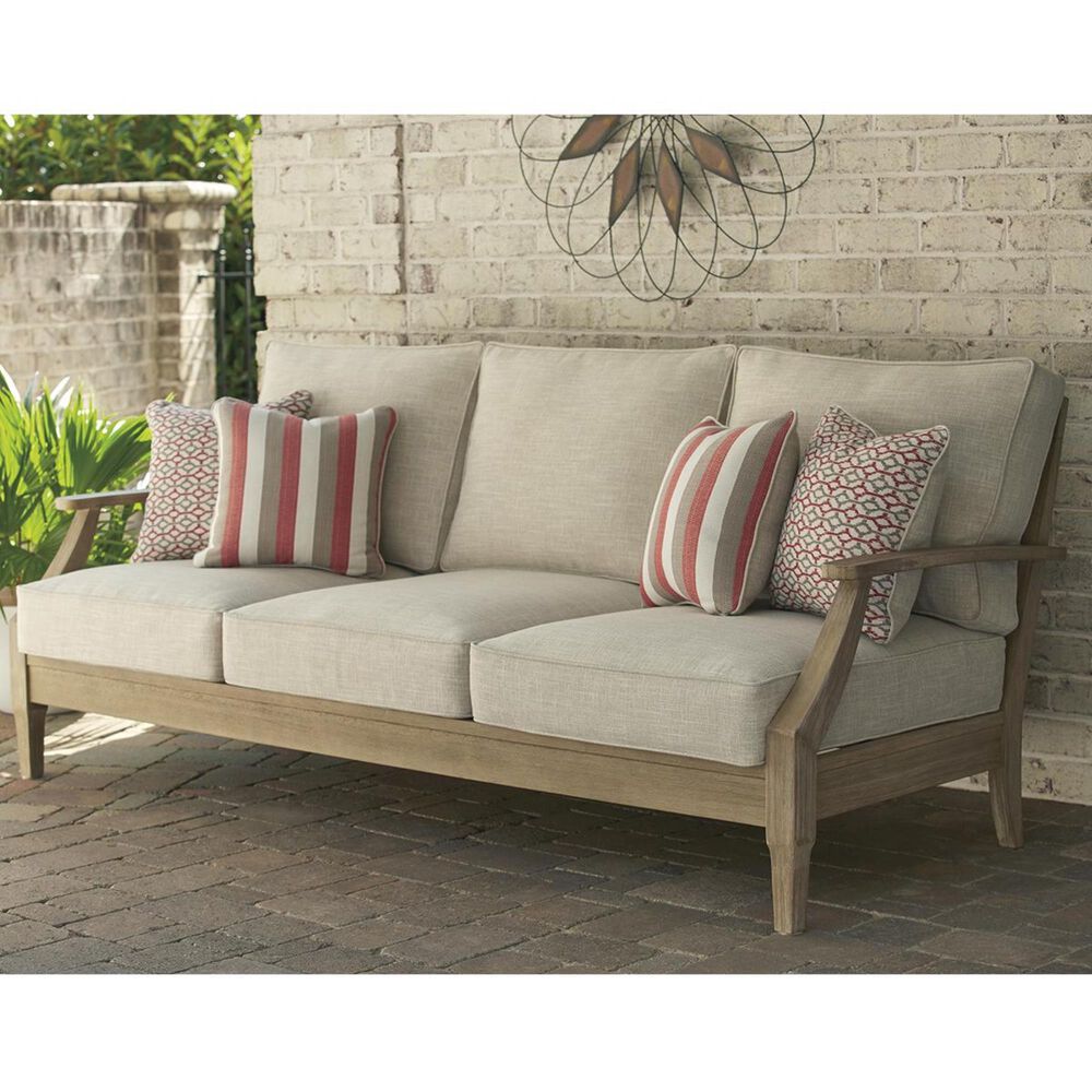 Ashley Clare View Sofa with Beige Cushion in Antique Teak, , large