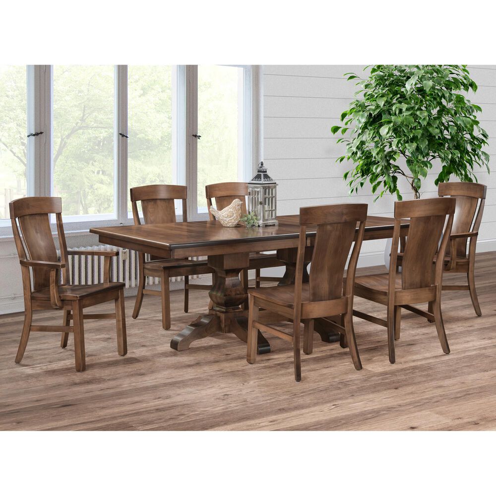 TRAILWAY Interlock Mountain Dining Table with 4 Dining Side Chairs and 2 Arm Chairs in Brown Finish, , large