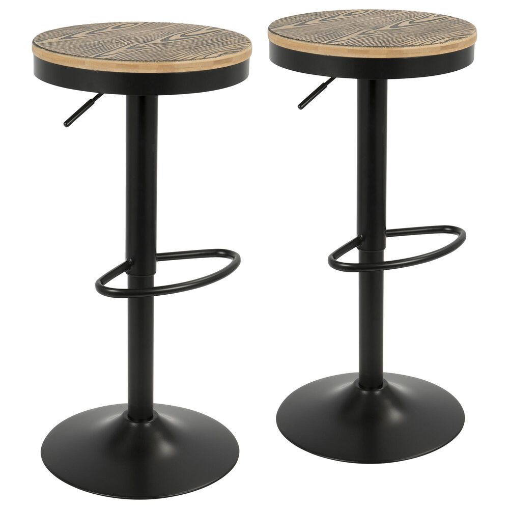 Lumisource Dakota Adjustable Swivel Barstool in Brown/Black (Set of 2), , large