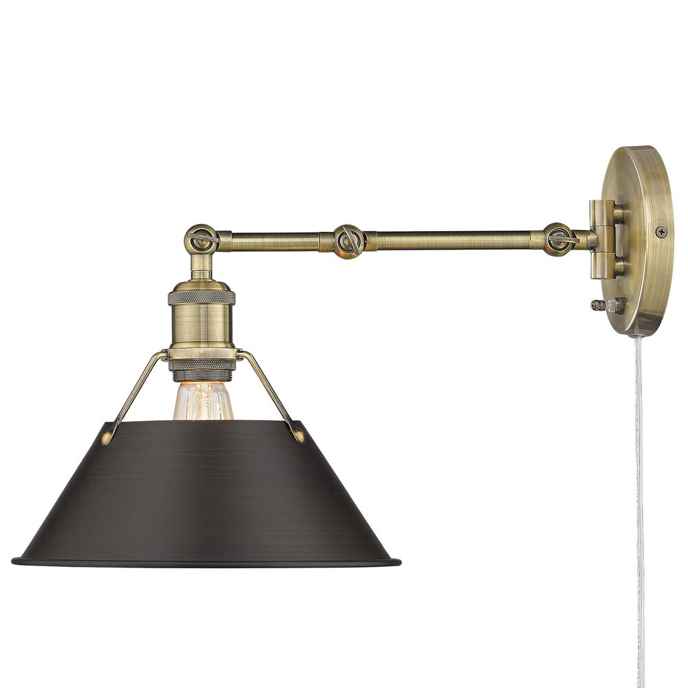 Golden Lighting Orwell 1-Light Wall Sconce in Aged Brass and Rubbed Bronze, , large