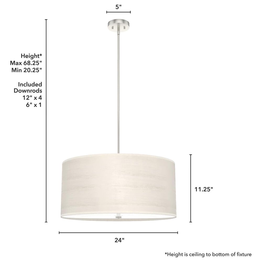 Hunter Solhaven 4-Light Mini Pendant with Bleached Alder Shade in Brushed Nickel, , large