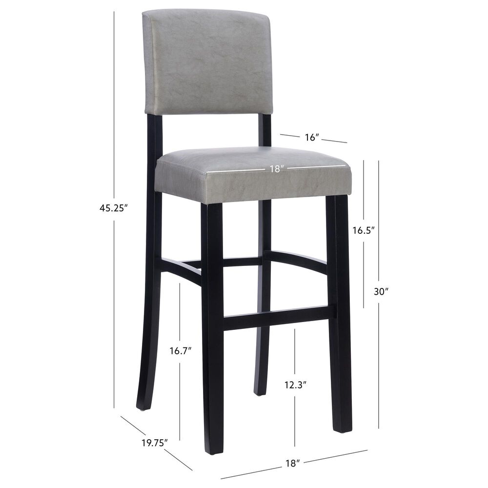 Linon Home Decor Monaco Bar Stool with Dove Gray Cushion in Black, , large