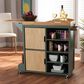 Baxton Studio Dorthy Kitchen Storage Cart in Dark Green and Natural, , large