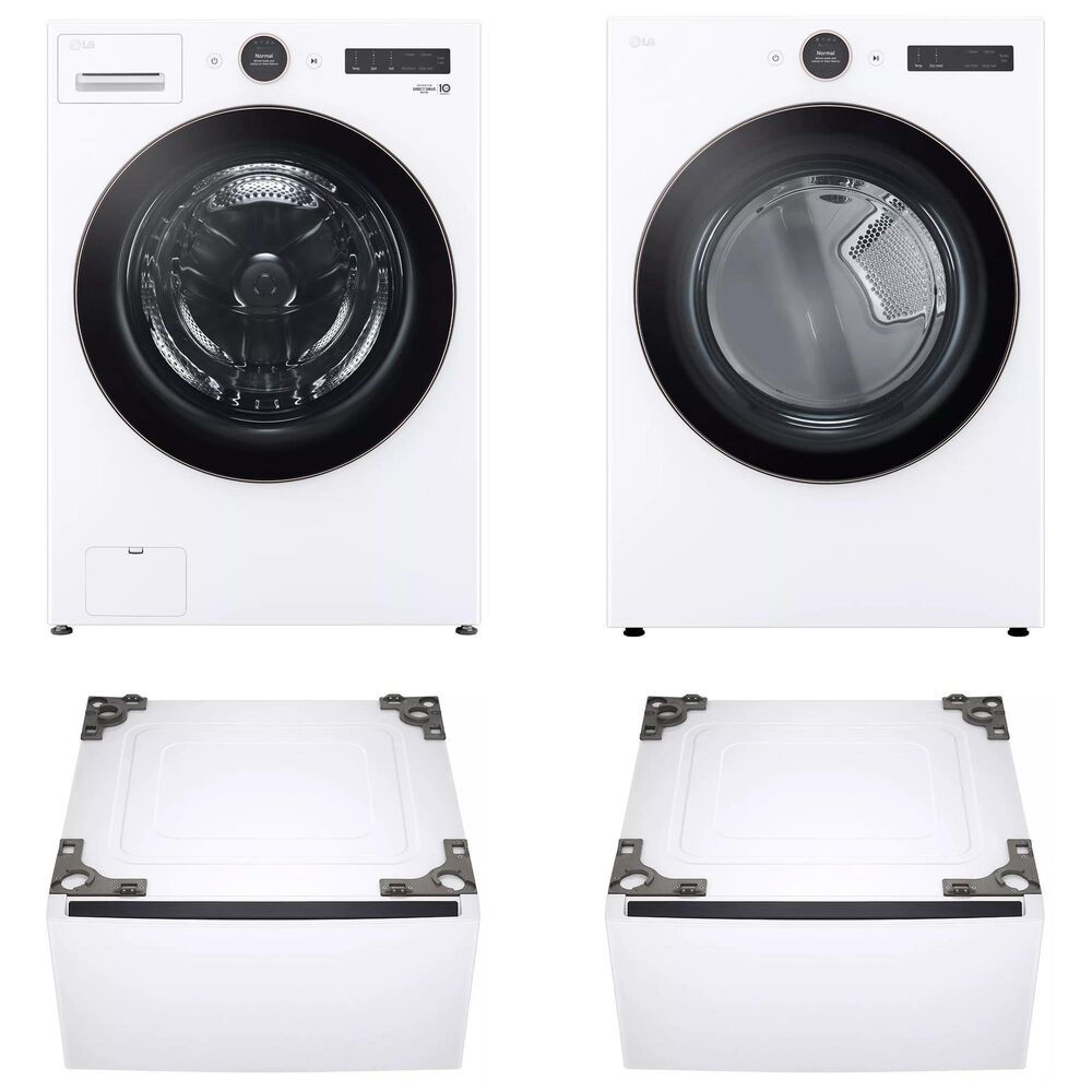LG Front Load Washer and Gas Dryer with Pedestal in White, , large