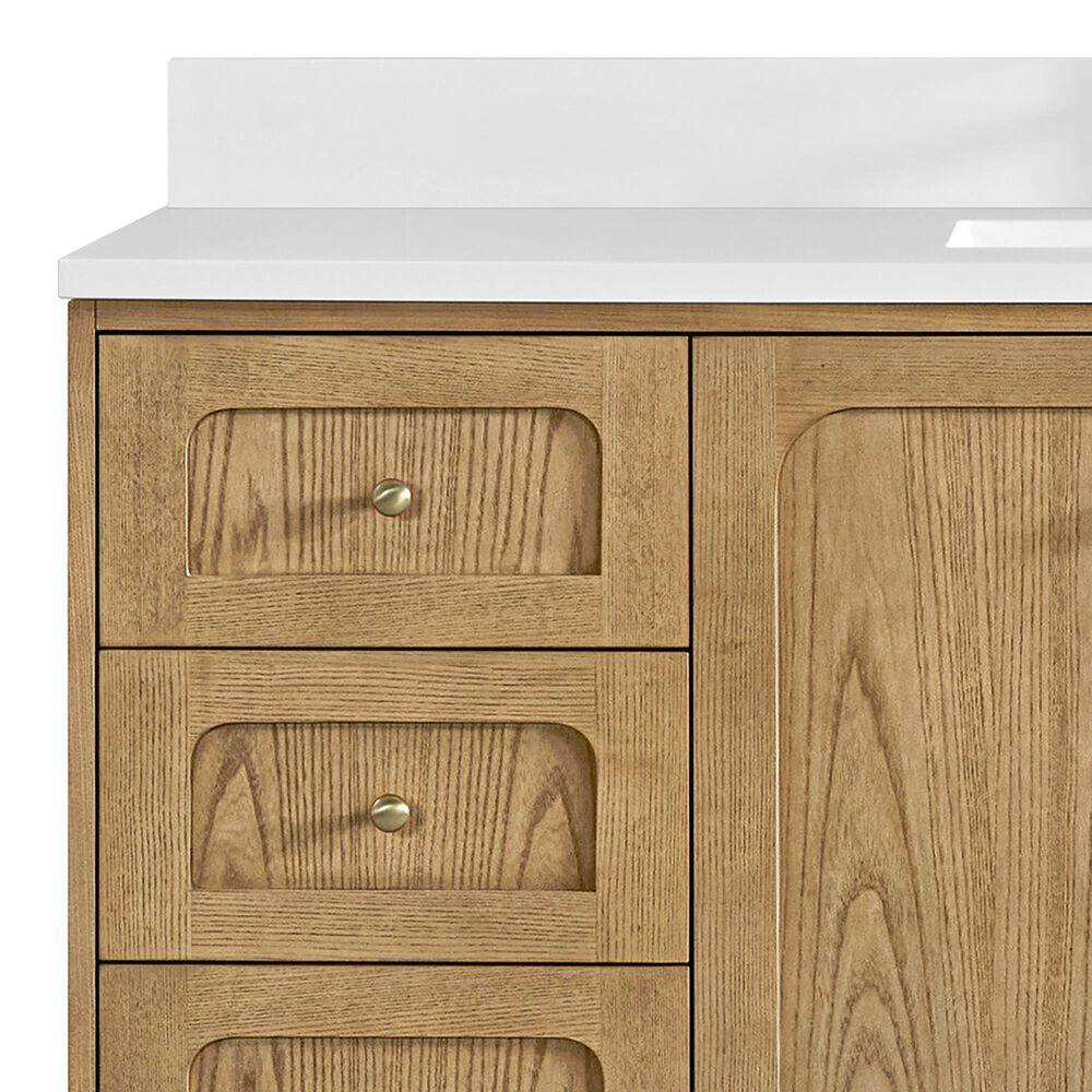 James Martin Vanities Laurent 60&quot; Single Bathroom Vanity in Light Natural Oak with Single Hole 3 cm White Zeus Quartz Top and Rectangular Sink, , large