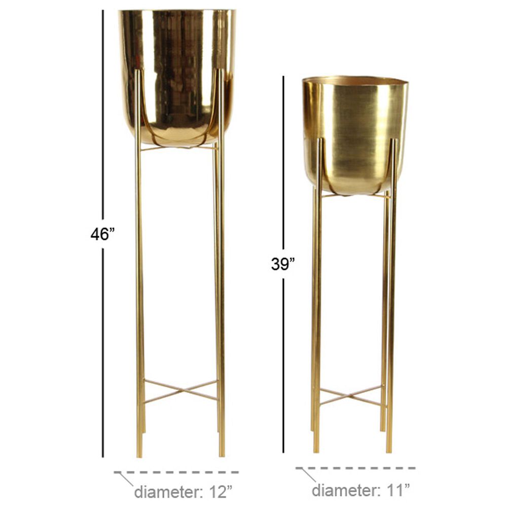 Maple and Jade Dome Indoor/Outdoor Planter with Removable Stand in Polished Gold &#40;Set of 2&#41;, , large