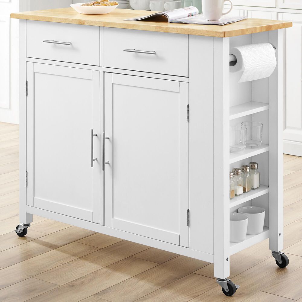 Crosley Furniture Savannah Kitchen Island/Cart in White ...