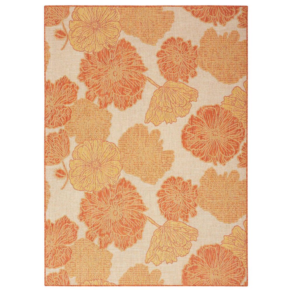 Nourison Garden Oasis Floral Coral 4" x 6" Indoor/Outdoor Area Rug, , large