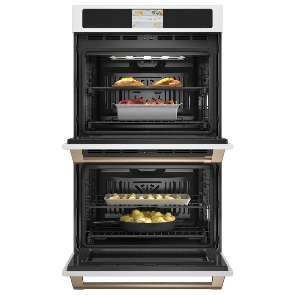 Cafe 30" Smart Double Electric Wall Oven with Convection in Matte White and Brushed Black, , large