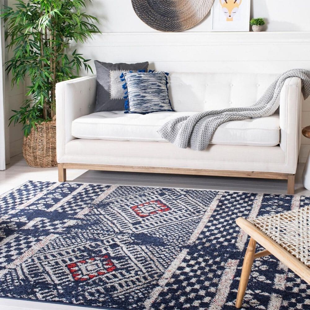Safavieh Adirondack ADR202N 8&#39; x 10&#39; Vintage Navy and Light Grey Area Rug, , large