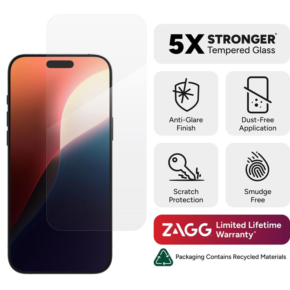 Zagg Invisible Shield Glass Elite Anti-Glare Screen Protector for Apple iPhone 16 Pro Max in Clear, , large