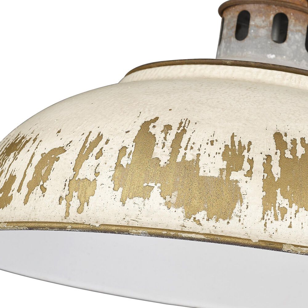 Golden Lighting Kinsley 1-Light Wall Sconce with Antique Ivory Shade in Aged Galvanized Steel, , large